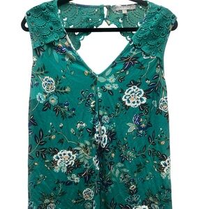 Daniel Rainn Teal Floral Sleeveless Blouse